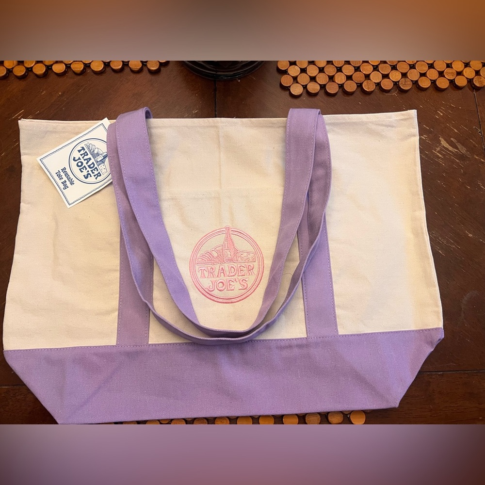 Lavender & Cream Canvas Tote Bag NWT